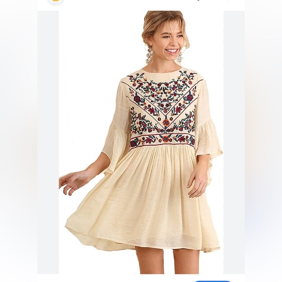 Altar'd State Dresses & Skirts - Altar'd State Cream Mini Sundress with Flutter Sleeves